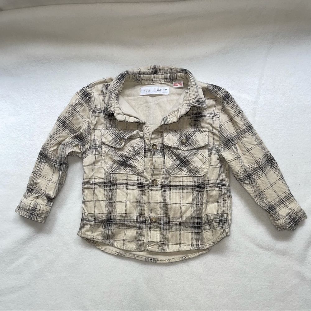 Zara baby boy button down flannel shirt